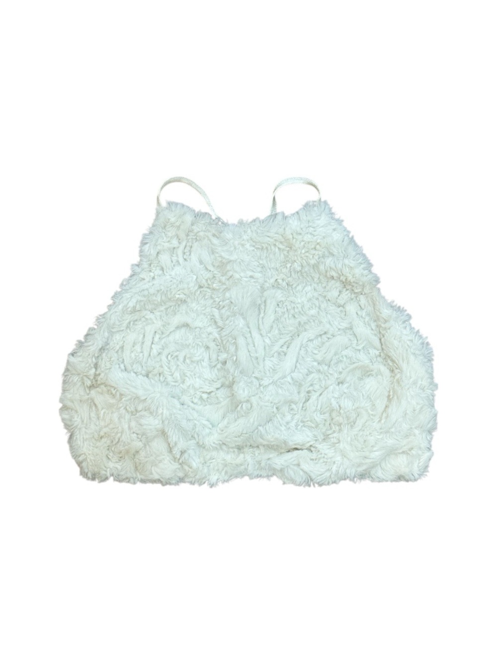 Vintage White Fur Halter Crop Top